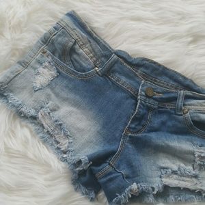 Ripped jean shorts